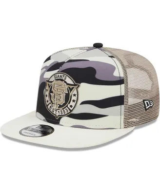 Men's New Era White San Francisco Giants Chrome Camo A-Frame 9FIFTY Trucker Snapback Hat