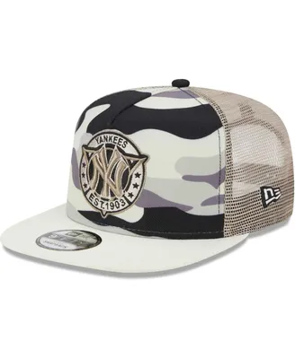 Men's New Era White New York Yankees Chrome Camo A-Frame 9FIFTY Trucker Snapback Hat