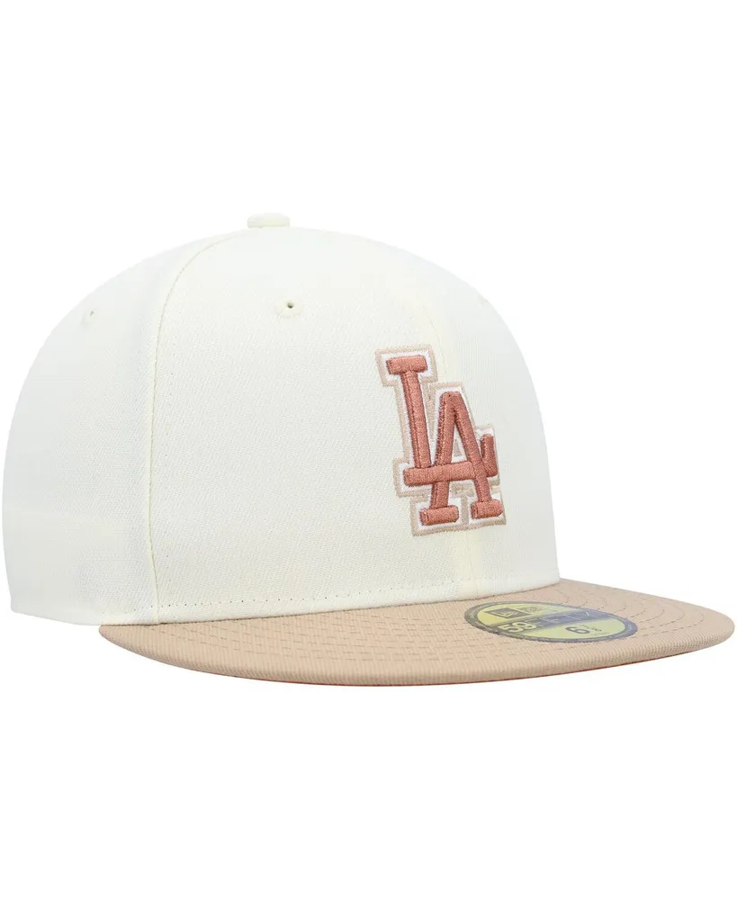 Men's New Era Cream Los Angeles Dodgers Chrome Camel Rust Undervisor 59FIFTY Fitted Hat