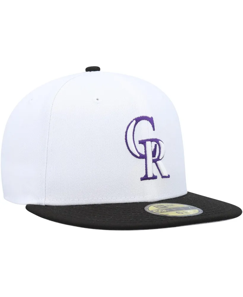 Men's New Era White, Black Colorado Rockies Optic 59FIFTY Fitted Hat