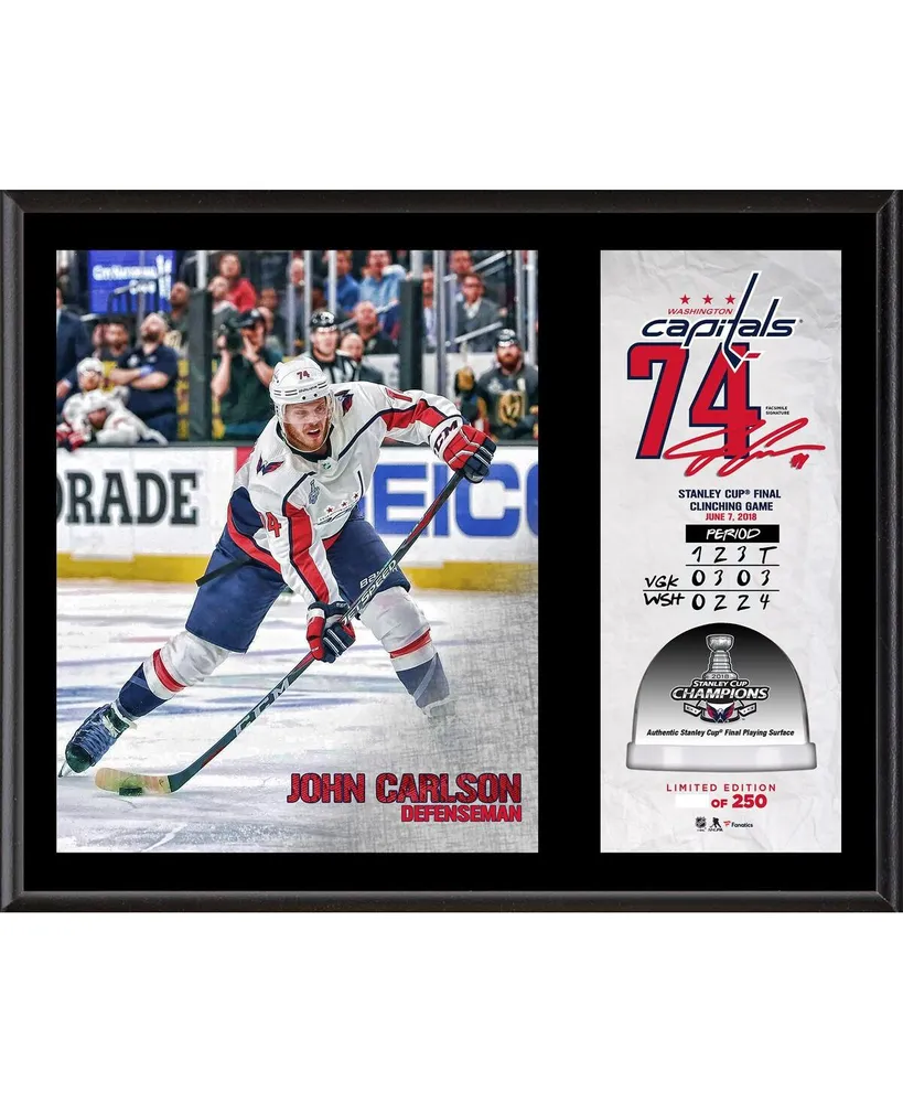 John Carlson Washington Capitals 2018 Stanley Cup Champions 12'' x 15'' Plaque with Game-Used Ice from 2018 Stanley Cup Final