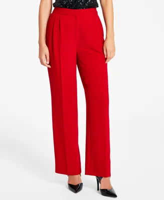 Bar Iii Women's High-Rise Crepe Wide-Leg Trouser Pants