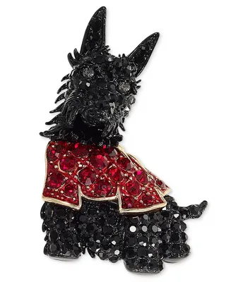 Holiday Lane Two-Tone Color Crystal Dog Pin, Created for Macy's