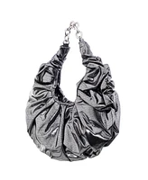 Nina Ruched Metallic Hobo