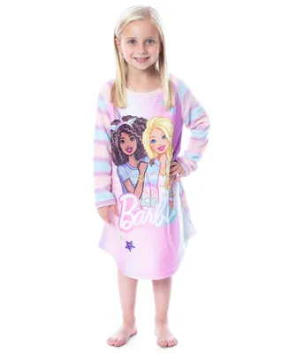 Mattel Barbie Girls' Raglan Child Nightgown Pajama With Best Friend Unicorn