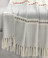 Lush Decor Herringbone Stripe Yarn Dyed Cotton Woven Tassel Throw, 50" x 60"