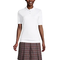 Lands' End Women's School Uniform Short Sleeve Banded Bottom Polo Shirt