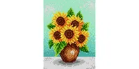 Needlepoint canvas for half stitch without yarn Sunflowers in a Brown Vase 1940F - Printed Tapestry Canvas - Assorted Pre