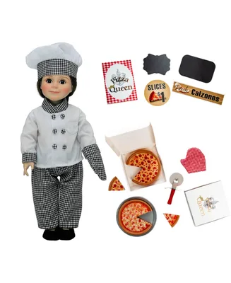 The Queen's Treasures 18 Inch Doll 20 Piece Pizza Parlor Accessory Play Set with Pizza Shop Signs and 6 Pc Chef Outfit with Shoes, Hat, Coat, and Oven