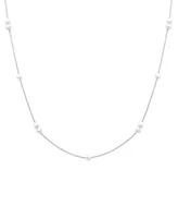 Cultured Freshwater Pearl (3mm) Station 17" Collar Necklace in Sterling Silver