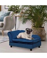 PawHut Luxury Fancy Dog Bed for Small Dogs with Hidden Storage, Small Dog Couch with Soft 3" Foam, Blue