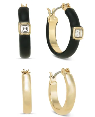 On 34th Gold-Tone 2-Pc. Set Small Crystal & Color Hoop Earrings, Created for Macy's