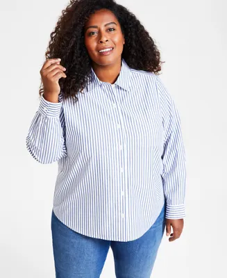 Style & Co Plus Striped Button-Down Shirt, Created for Macy's