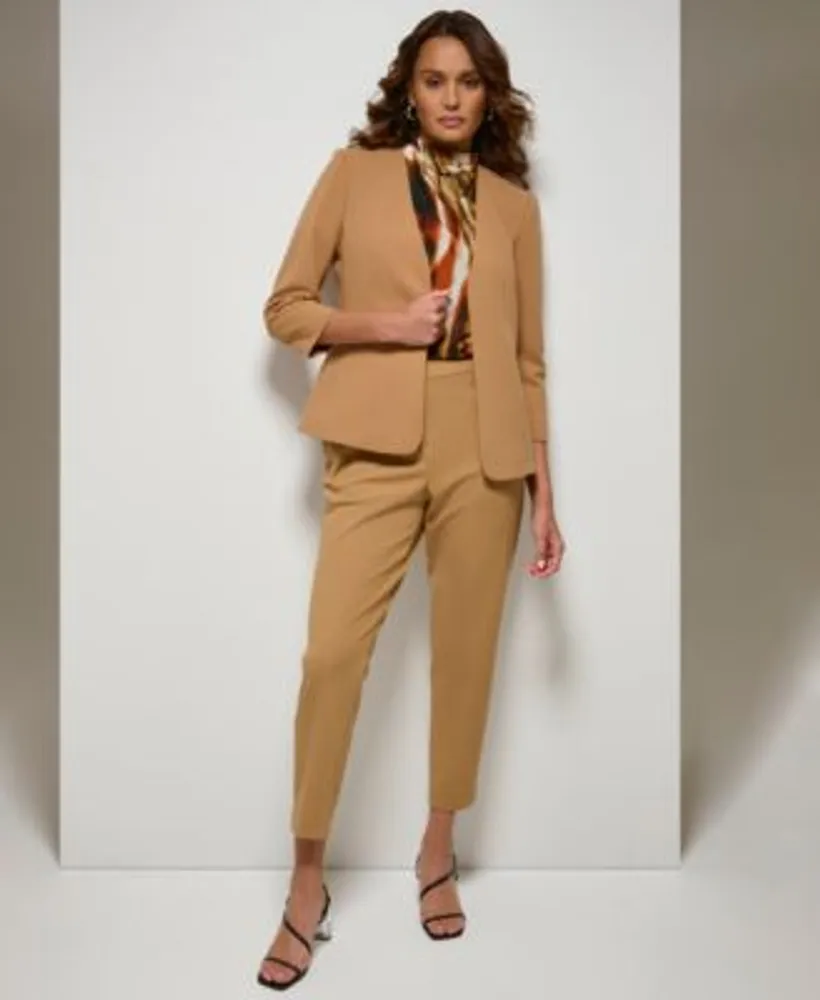 Calvin Klein Womens Scuba Crepe Open Front Jacket Slim Fit Ankle Pants