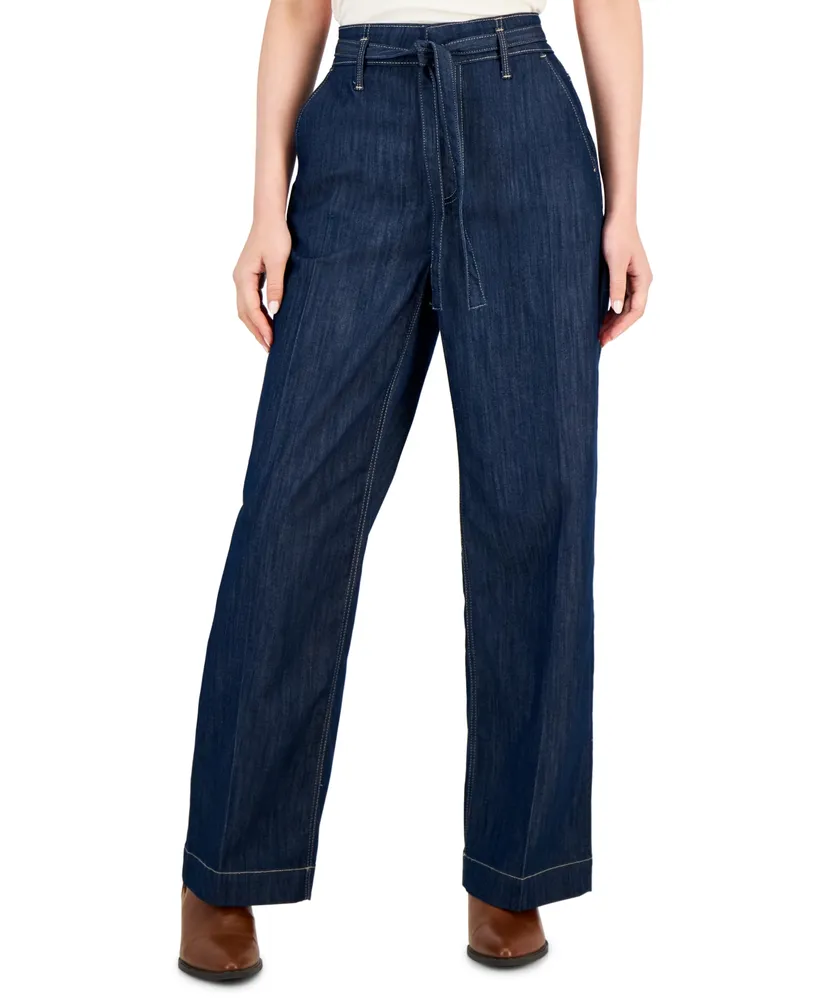 Tommy Hilfiger Women\'s - Tie-Belt Hawthorn Jeans Denim | Ws Wide-Leg Mall