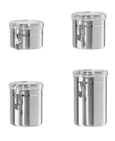 Home, Oggi Clear Clamp 4 Piece Canisters with Scoops Set