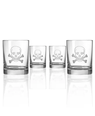 Rolf Glass Skull and Cross Bones Double Old Fashioned 14Oz