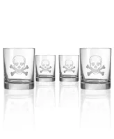 Rolf Glass Skull and Cross Bones Double Old Fashioned 14Oz