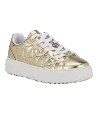 Guess Women's Desena Quilted Platform Lace Up Sneakers