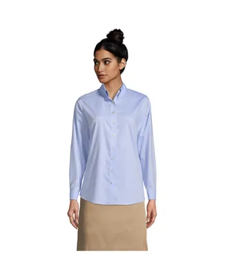 Lands' End Women's School Uniform Long Sleeve No Iron Pinpoint Shirt