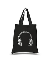 Music Note Headphones - Small Word Art Tote Bag