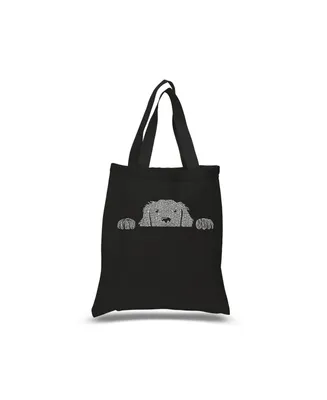 Peeking Dog - Small Word Art Tote Bag
