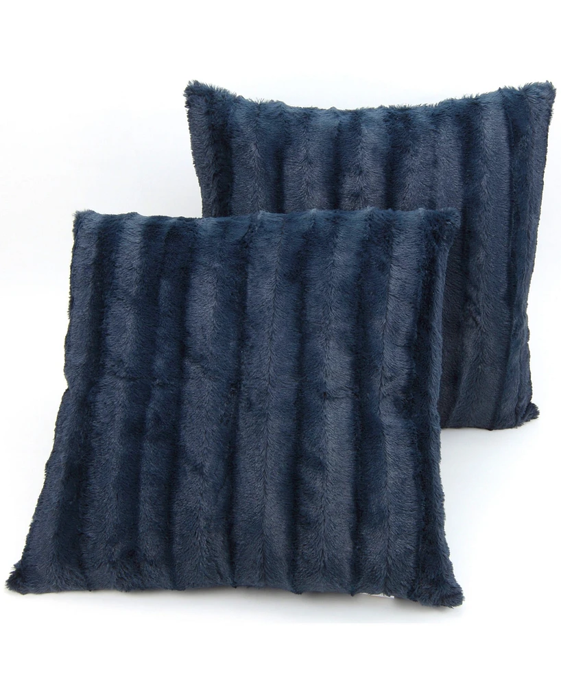 Cheer Collection Plush Reversible Faux Fur 2-Pack Decorative Pillow