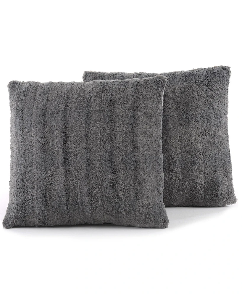 Cheer Collection Plush Reversible Faux Fur 2-Pack Decorative Pillow