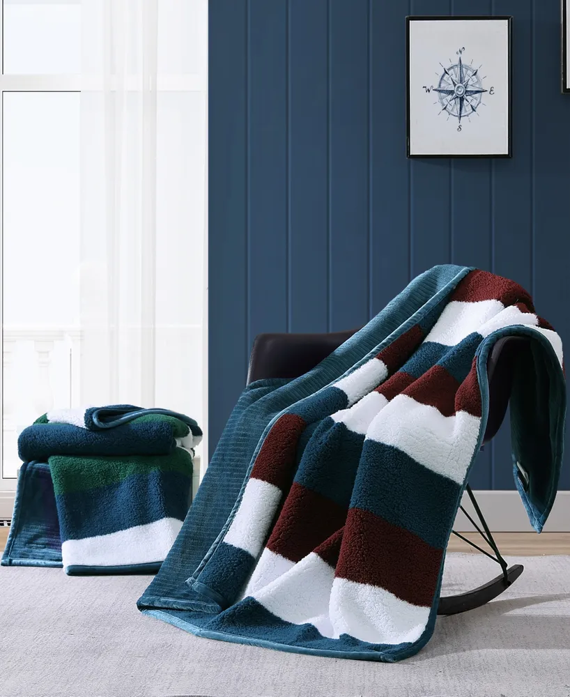 Nautica Wilton Sherpa Striped Throw, 60" X 50"