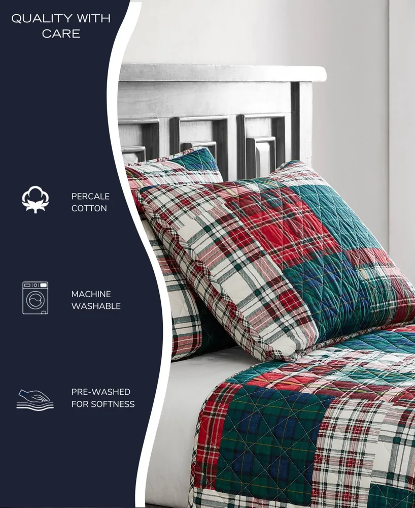 Nautica Emmet Patchwork Cotton Reversible Piece Quilt Set