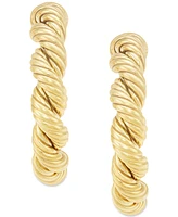 Textured Braided Small Hoop Earrings in 10k Gold, 3/4"