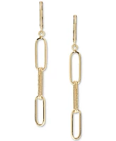 Polished & Textured Multi-Link Paperclip Drop Earrings in 14k Gold