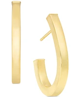 High Polished Squared J-Hoop Earrings in 14k Gold