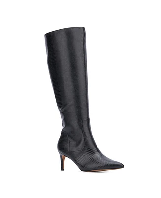 Women's Piper- lizard Embossed Kitten Heel Boots