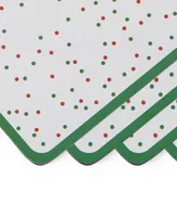 Spode Christmas Tree Polka Dot 4 Piece Large Placemats Set, Service for 4