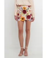 endless rose Women's Floral Embroidered Mini Skirt