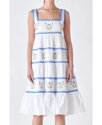 English Factory Women's Embroidered Midi Dress
