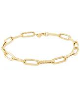 Polished & Textured Paperclip Link Bracelet in 14k Gold