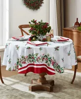 Elrene Perfect Holly Double Border Tablecloth