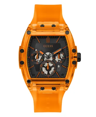 Guess Men's Multi-Function Orange Silicone Watch 43mm