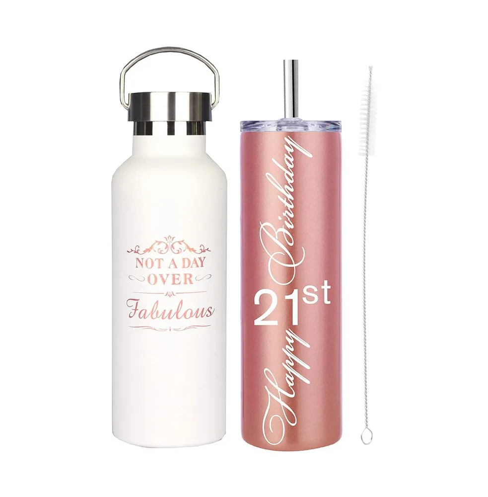 Meant2tobe 21st Birthday Gift Set for Girls - Tumbler with Decorations - Perfect Present for Women Celebrating Their Special Day