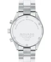 Movado Men's Datron Swiss Quartz Chrono Silver Tone Stainless Steel Watch 40mm - Silver