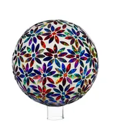 Evergreen 10" Mosaic Glass Gazing Ball, Multicolored Flowers