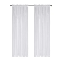 Kate Aurora Montauk Accents Ultra Lux 2 Piece Rod Pocket White Sheer Voile Window Curtain Panels