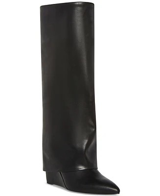 Madden Girl Evander Fold-Over Cuffed Knee High Wedge Dress Boots