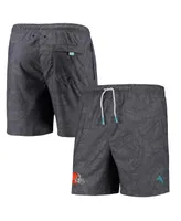 Men's Tommy Bahama Black Cleveland Browns Naples Layered Leaves Swim Trunks