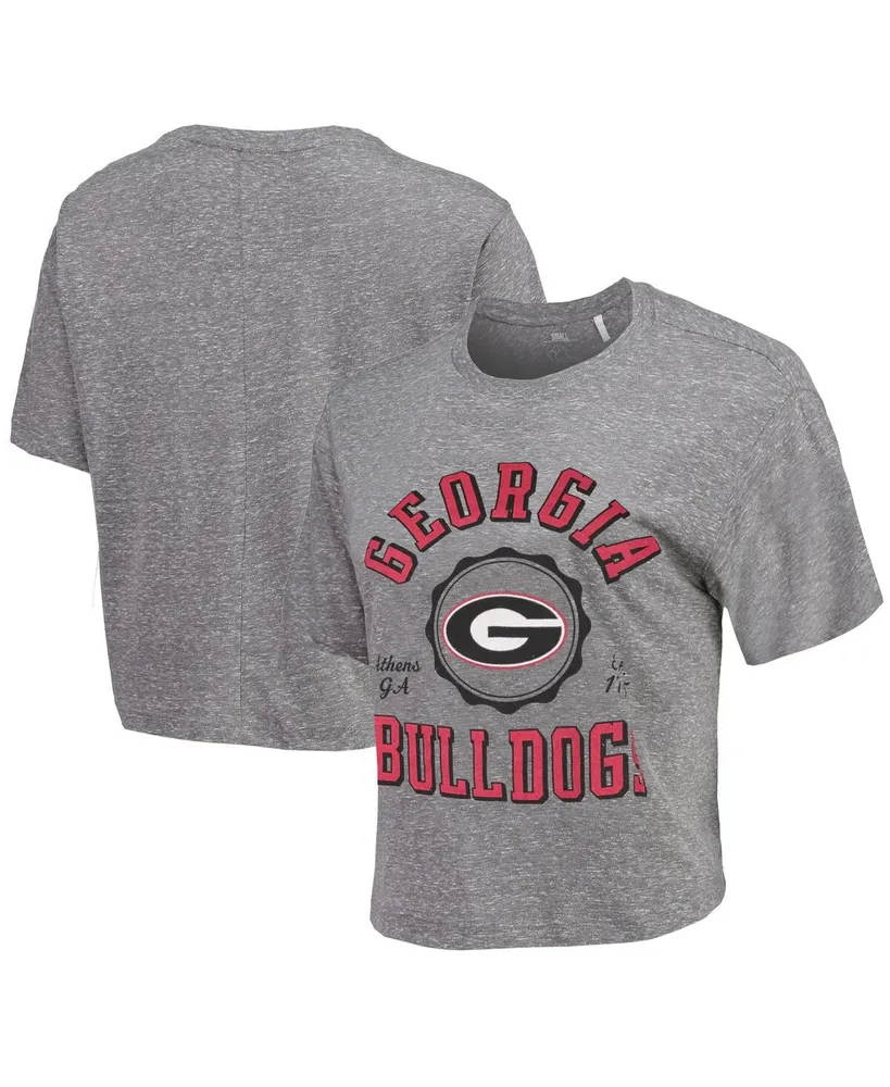 Women's Pressbox Gray Georgia Bulldogs Bishop Tri-Blend Knobi Crop T-shirt