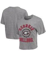 Women's Pressbox Gray Georgia Bulldogs Bishop Tri-Blend Knobi Crop T-shirt