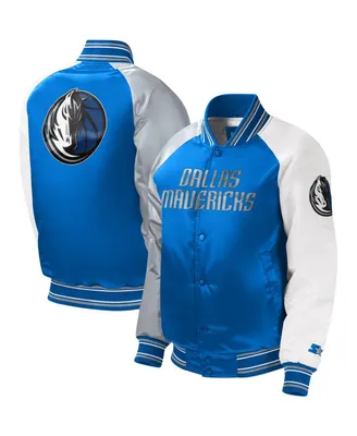 Big Boys Starter Royal Dallas Mavericks Raglan Full-Snap Varsity Jacket