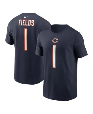 Men's Nike Justin Fields Navy Chicago Bears Player Name and Number T-shirt